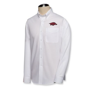 Arkansas Razorbacks Men's LS Epic Easy Care Fine Twill Shirt - White
